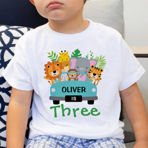 Wild Jungle Animals Boy 3rd Birthday Personalised Baby T-Shirt