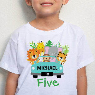 Wild Jungle Animals Boy 5th Birthday Personalised Baby T-Shirt