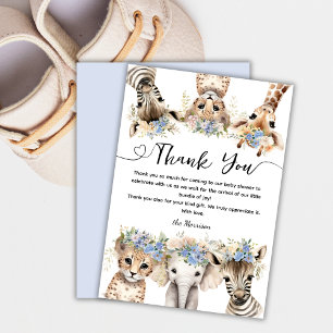 Wild Jungle Animals Safari Baby Shower Boy Thank You Card