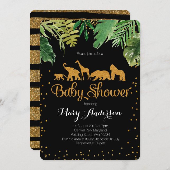 Wild Jungle Baby Shower Invitation (Front/Back)