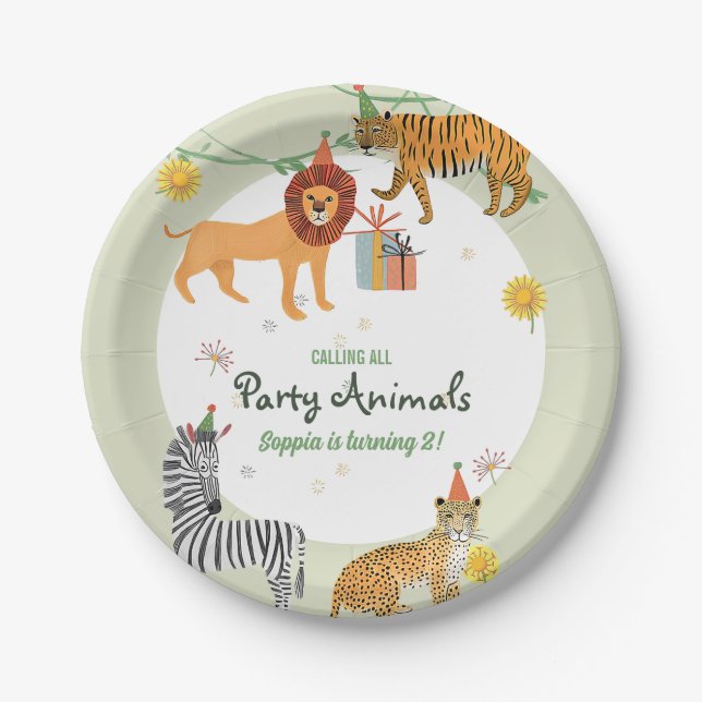 Wild Jungle Birthday Paper Plate (Front)