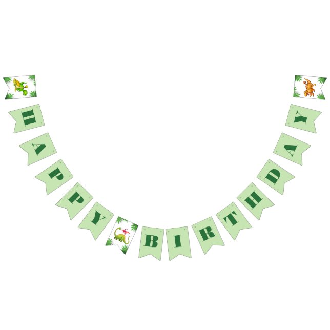 Wild Jungle Dinosaur Adventure Kids Birthday Bunting (All)