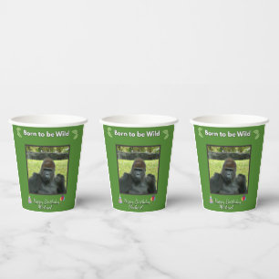 Wild Jungle Gorilla Birthday Design Paper Cups