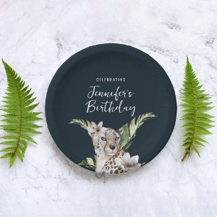 Wild Jungle Leopard Adult Birthday Party Paper Plate