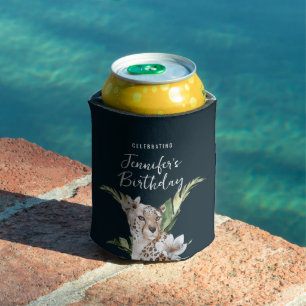 Wild Jungle Leopard Animal Birthday Can Cooler