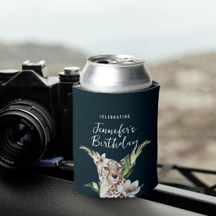 Wild Jungle Leopard Animal Birthday Can Cooler