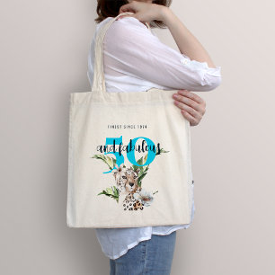 Wild Jungle Leopard Blue 50th Birthday Funny Tote Bag