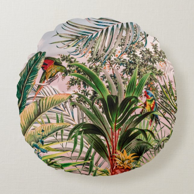 Wild jungle paradise round cushion (Front)