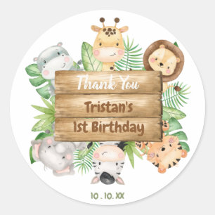 Wild Jungle Party Animals Safari Cute Classic Round Sticker