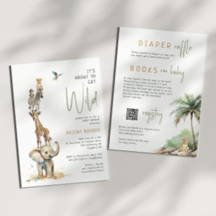 Wild Jungle Safari All in One Baby Shower Invitation