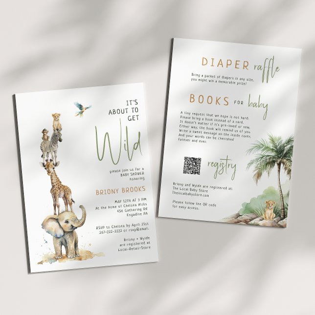 Wild Jungle Safari | All in One Baby Shower Invitation (Creator Uploaded)