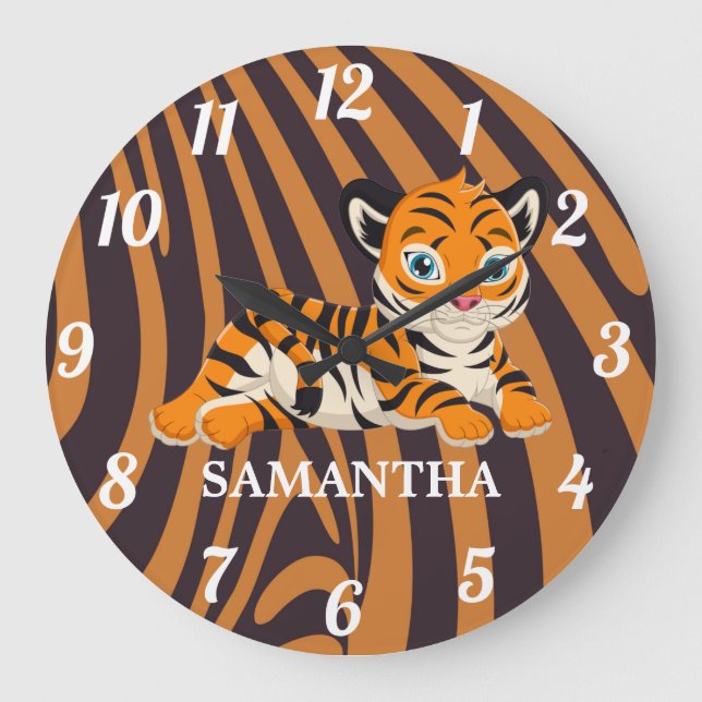 Wild Jungle Safari Animals baby Large Clock (Front)