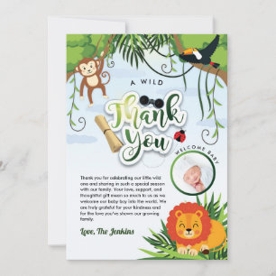 Wild Jungle Safari Animals Baby Shower Thank You Card