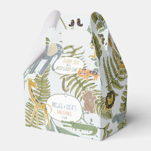 Wild Jungle Safari Animals Botanical Baby Shower Favour Box