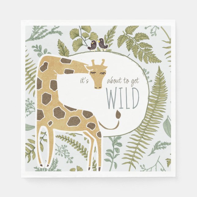 Wild Jungle Safari Animals Botanical Baby Shower Napkin (Front)