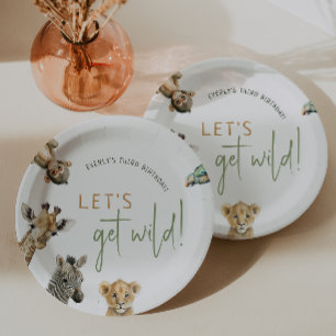 Wild Jungle Safari Animals Kids Birthday Party Paper Plate