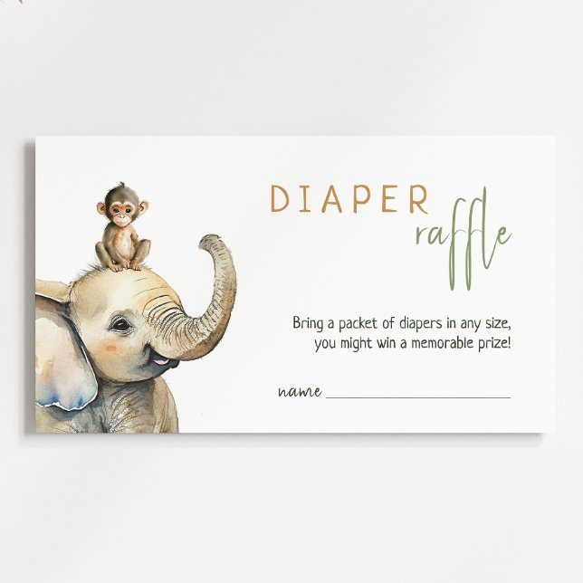 Wild Jungle Safari Baby Shower Diaper Raffle Enclosure Card (Creator Uploaded)