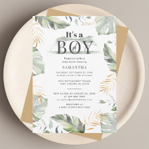 Wild Jungle Safari Botanical Boy Baby Shower Invitation