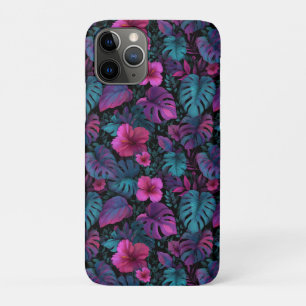 "Wild Jungle" Seamless Pattern with Neon Hibiscus iPhone 11 Pro Case