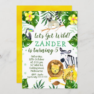 Wild Jungle Theme Birthday Party Invitation