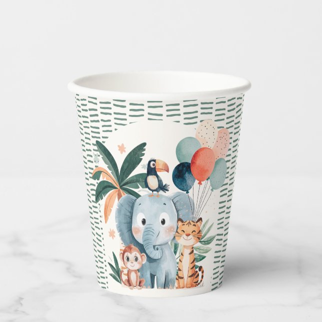 Wild Jungle Theme Birthday Party Paper Cups (Front)