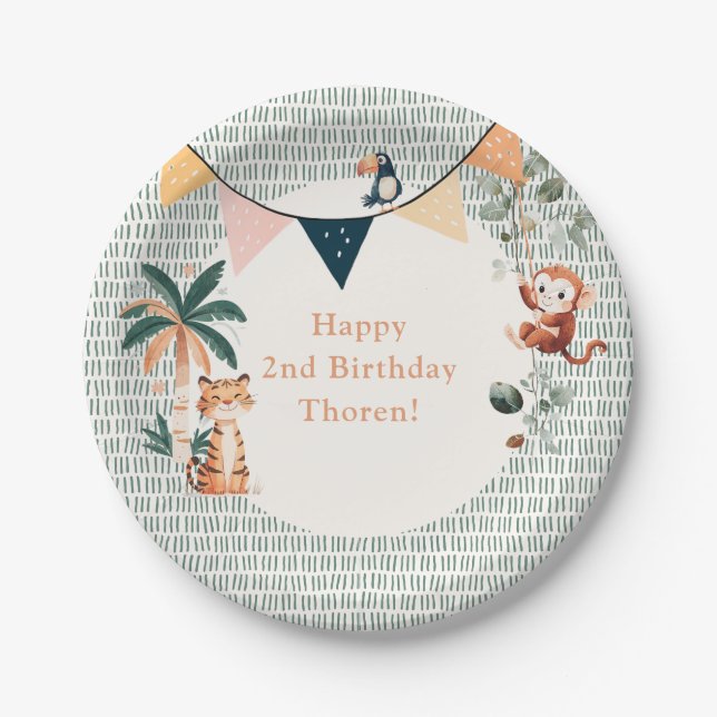Wild Jungle Theme Birthday Party Paper Plate (Front)