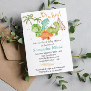 Wild Jurassic Dinosaur Baby Shower Invitation