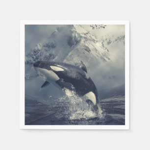 Wild Killer Whale Jumping Napkin