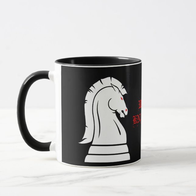 Wild Knights Black & White Chess School Mug (Left)