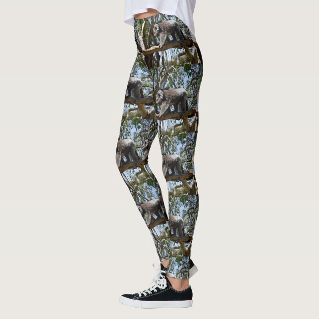 Wild Koala Bear Walking On A Tree Branch, Leggings (Left)