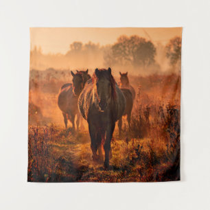 wild konik horses wich came running straight towar tapestry