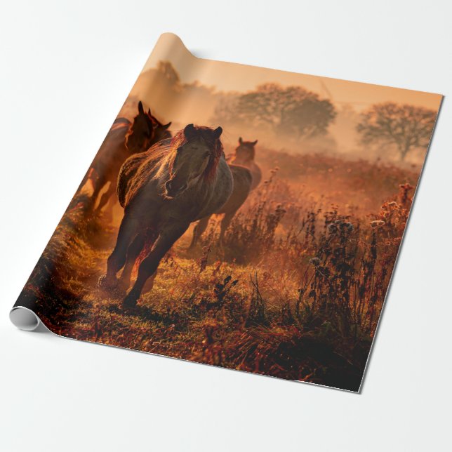 wild konik horses wich came running straight towar wrapping paper (Unrolled)