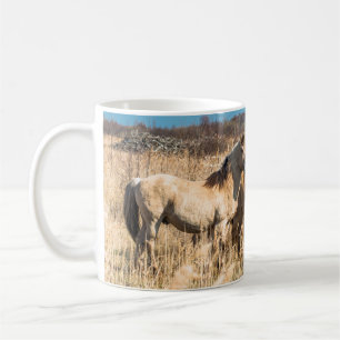 Wild Konik ponies Wicken Fen Cambridgeshire UK Coffee Mug