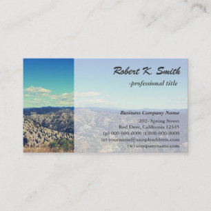wild landscape picture of mountain, blue sky business card