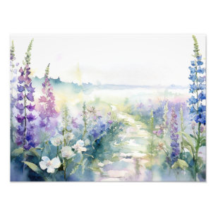 Wild Lavender flowers in watercolour Photo Print