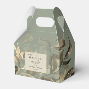 Wild Leaves Sage Green Floral Wedding Favour Box