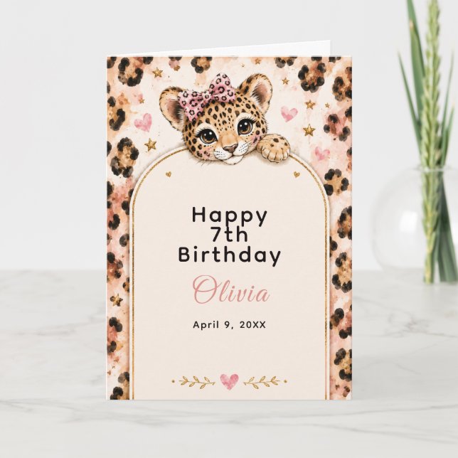 Wild Leopard 12th Birthday Party Card (Front)