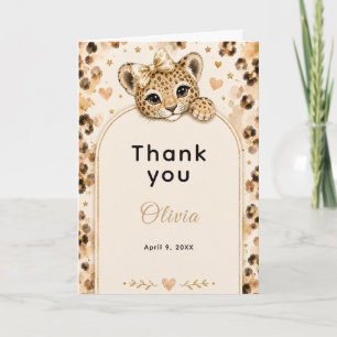 Wild Leopard 12th Birthday Party Thank You Card