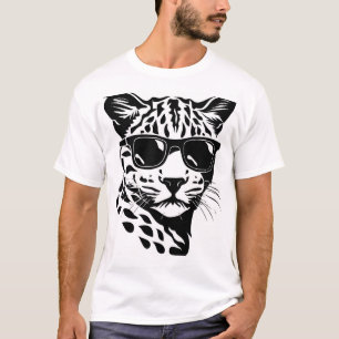Wild Leopard Art T-Shirt – Bold Black & White Anim