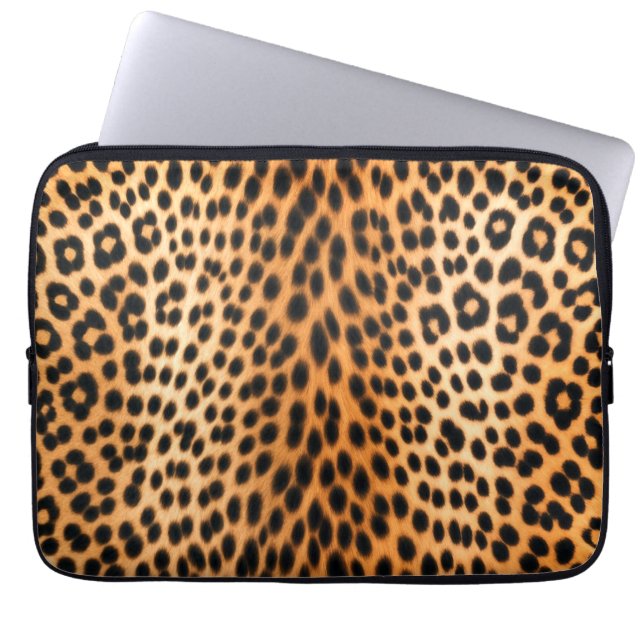 Wild Leopard Energy – Bold Animal Print Fashion Laptop Sleeve (Front)