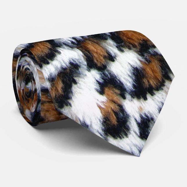 Wild Leopard Fur Neck Tie (Rolled)