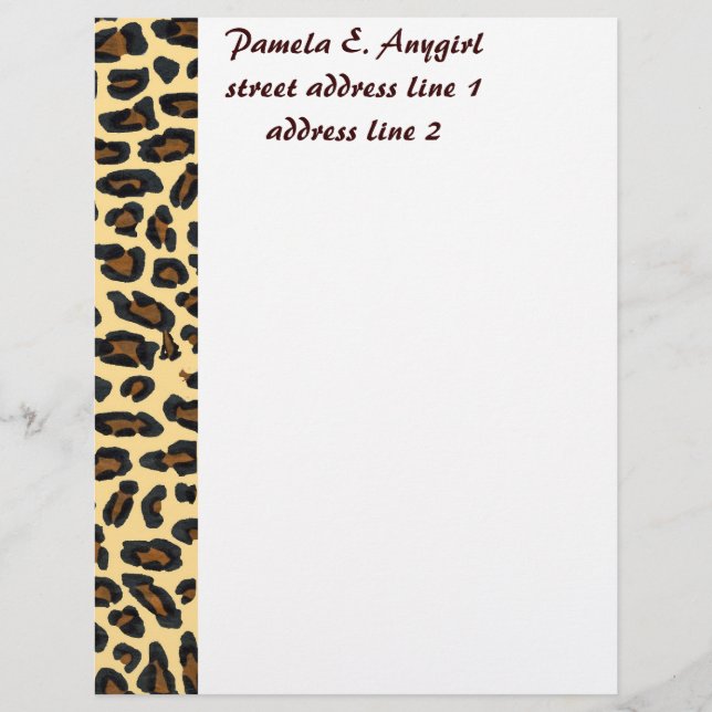 Wild Leopard Fur stationery Customised Letterhead (Front)