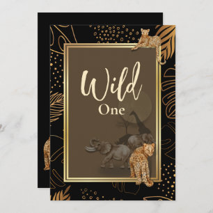 Wild leopard gold shower black invitatios invitat invitation