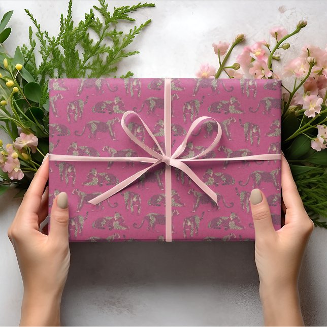 Wild Leopard Patterned Pink Tissue Paper (Creator Uploaded)