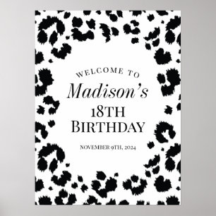 Wild Leopard Print Birthday Party Welcome Sign