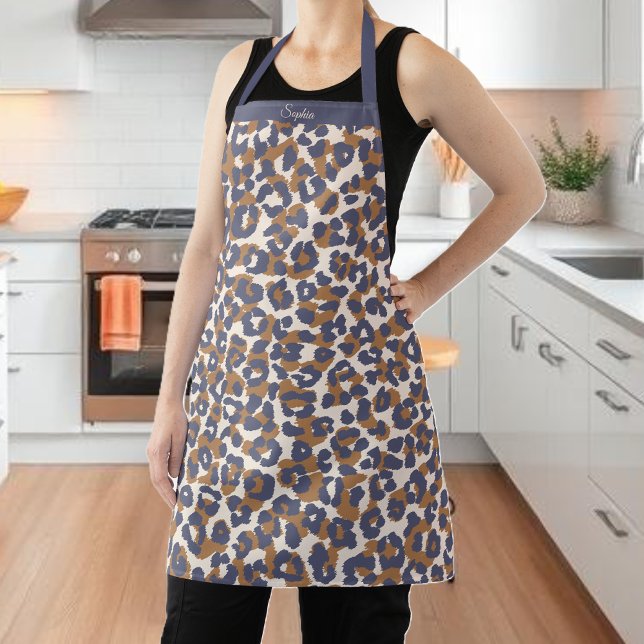 Wild Leopard Print-Blue and Brown- Apron (Leopard Print-Blue and Brown- Apron )