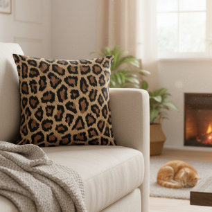 Wild Leopard Print Decorative Throw Pillow