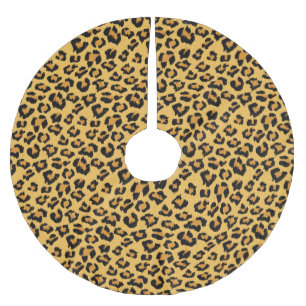 Wild Leopard Print Faux Fur Safari Pattern Brushed Polyester Tree Skirt