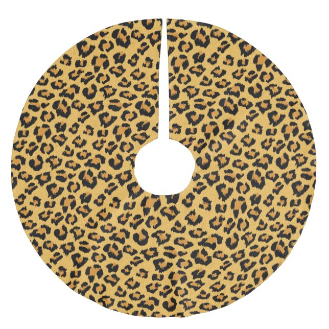 Wild Leopard Print Faux Fur Safari Pattern Brushed Polyester Tree Skirt (Front)