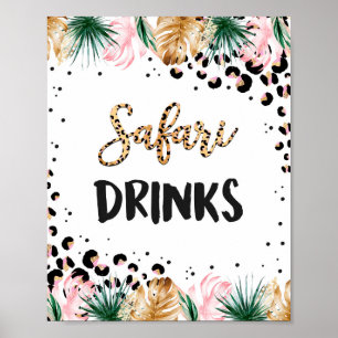 Wild Leopard Print Safari Drinks Birthday Sign